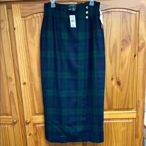 Women's Plaid Skirt - Green and Blue